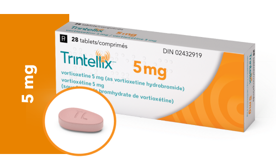 Trintellix 5mg outer packaging with dosing